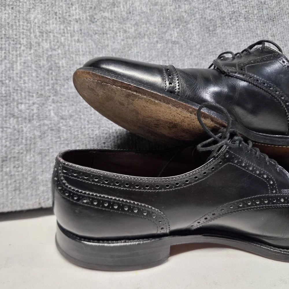 Allen Edmonds Black Leather Sanford Cap Toe Brogue Derby Men's 10.5 D USA